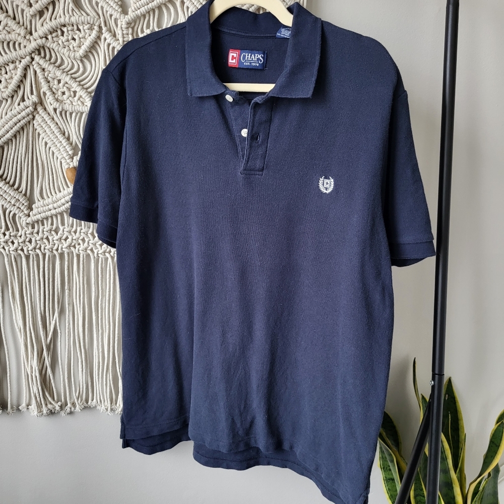 Chaps by Ralph Lauren Navy Blue Short-sleeved Preppy Casual Layering Polo Shirt